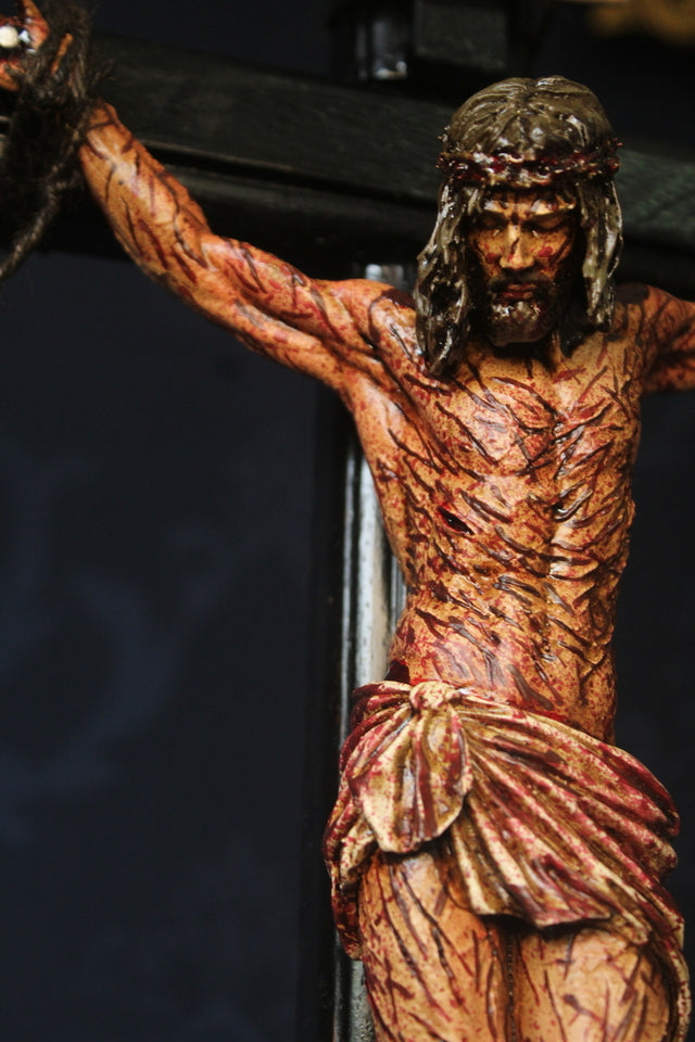 CRUCIFIXO MESA PAIXÃO DE CRISTO CHAGAS ULTRA REALISTAS