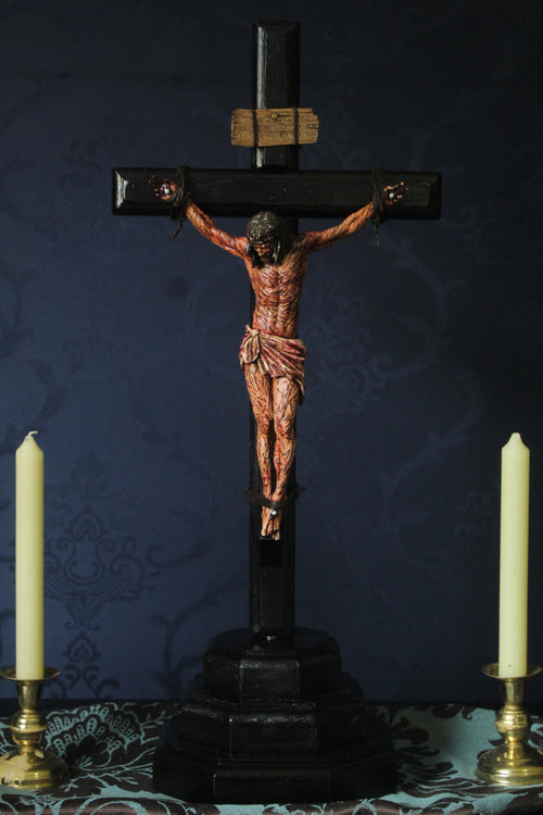 CRUCIFIXO MESA PAIXÃO DE CRISTO CHAGAS ULTRA REALISTAS
