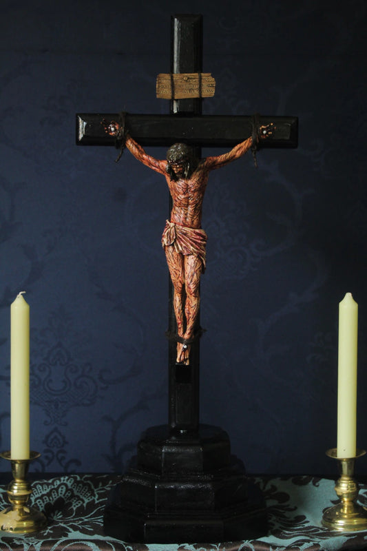 CRUCIFIXO MESA PAIXÃO DE CRISTO CHAGAS ULTRA REALISTAS